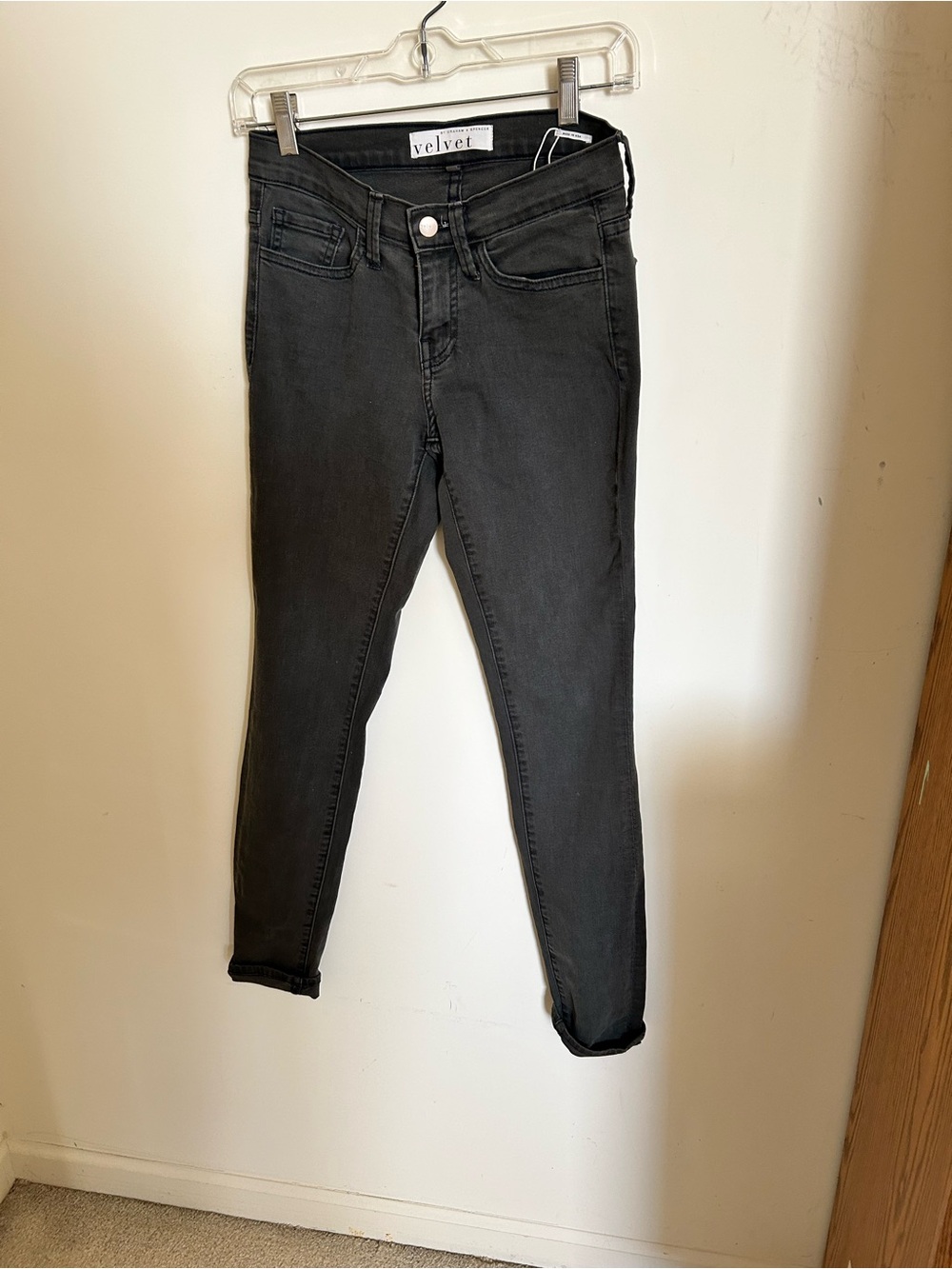Velvet Black Skinny Jeans dark grey — High-Rise Stretch